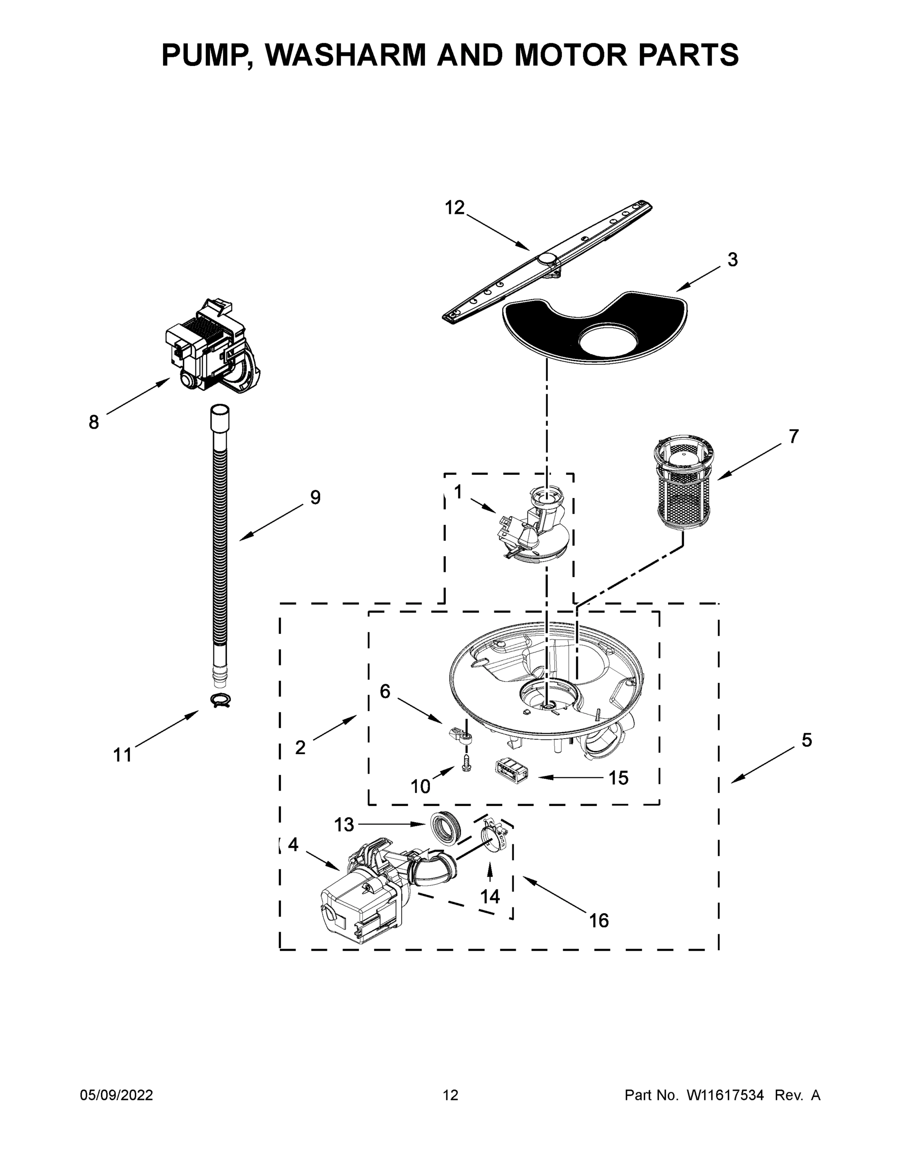 07 - PUMP, WASHARM AND MOTOR PARTS