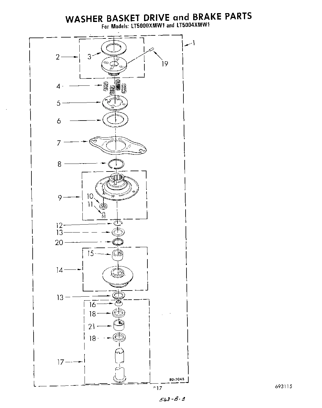 14 - WASHER BASKET DRIVE AND BRAKE