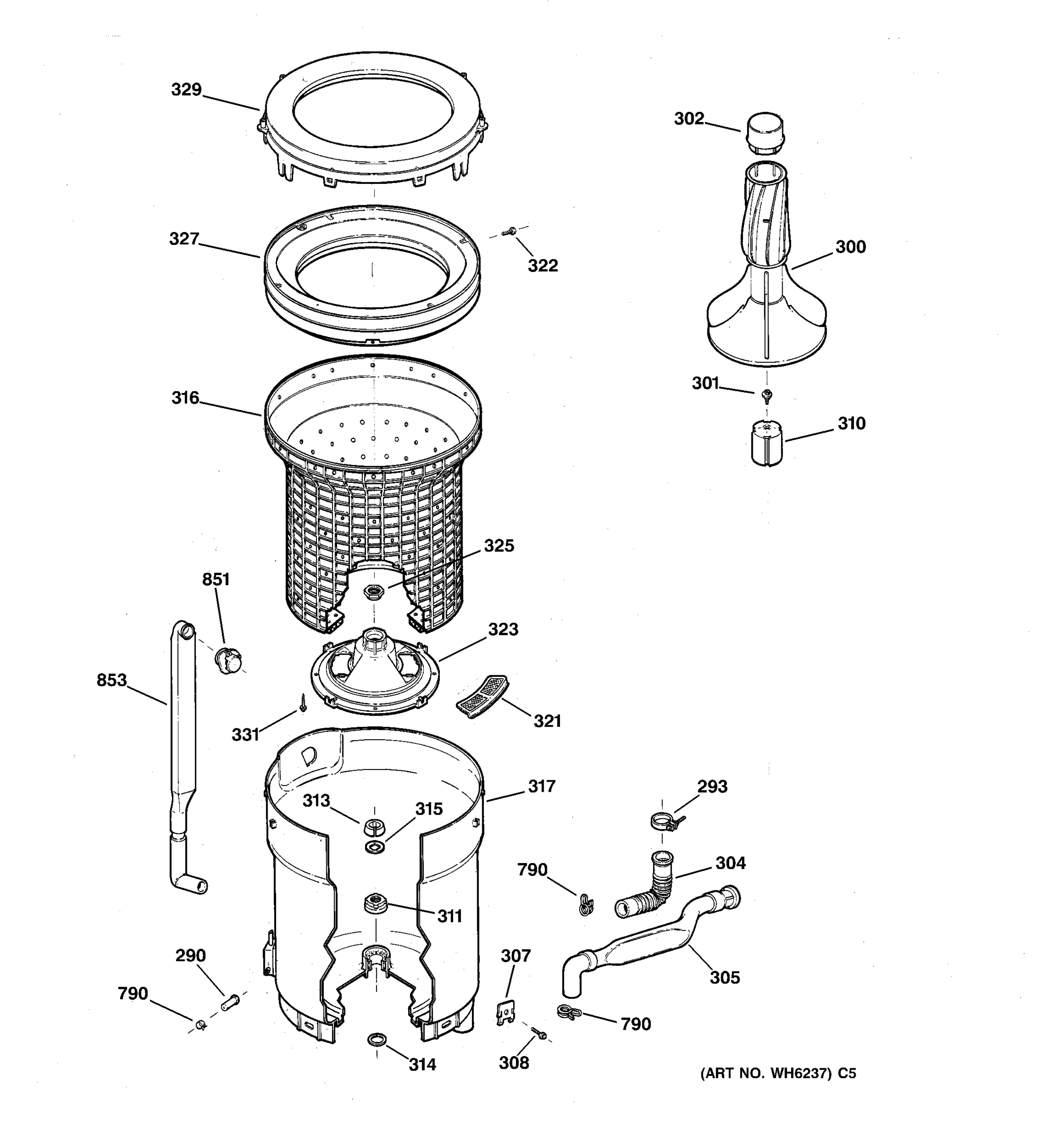 TUB, BASKET & AGITATOR