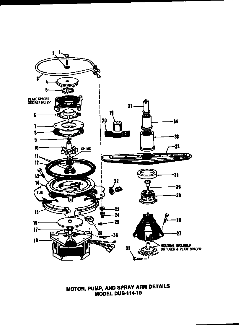 06 - MOTOR, PUMP, AND SPRAY ARM DETAILS