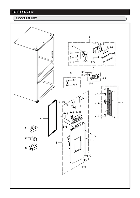 Refrigerator Left Door Parts