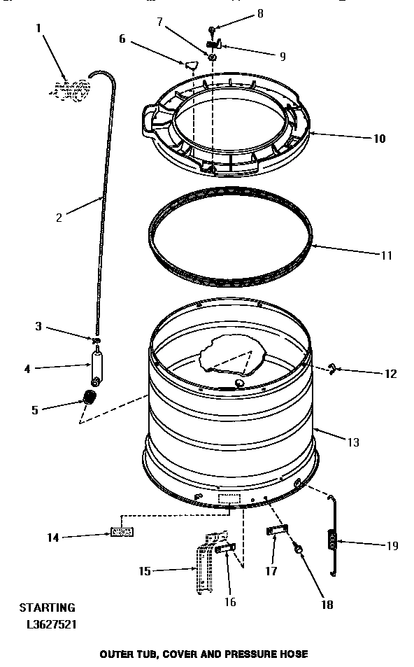 16 - OUTER TUB, COVER & PRESSURE HOSE