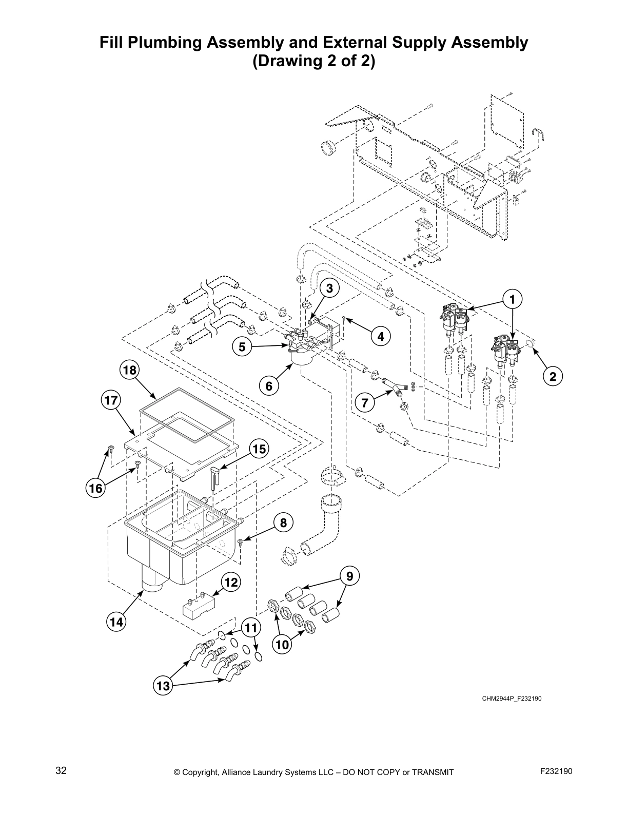 Fill Plumbing Assembly and External Supply Assembly
(Drawing 2 of 2)