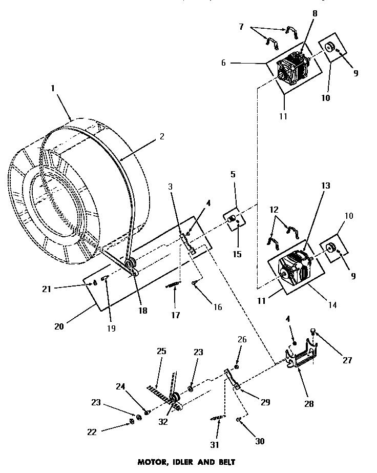 16 - MOTOR, IDLER & BELT