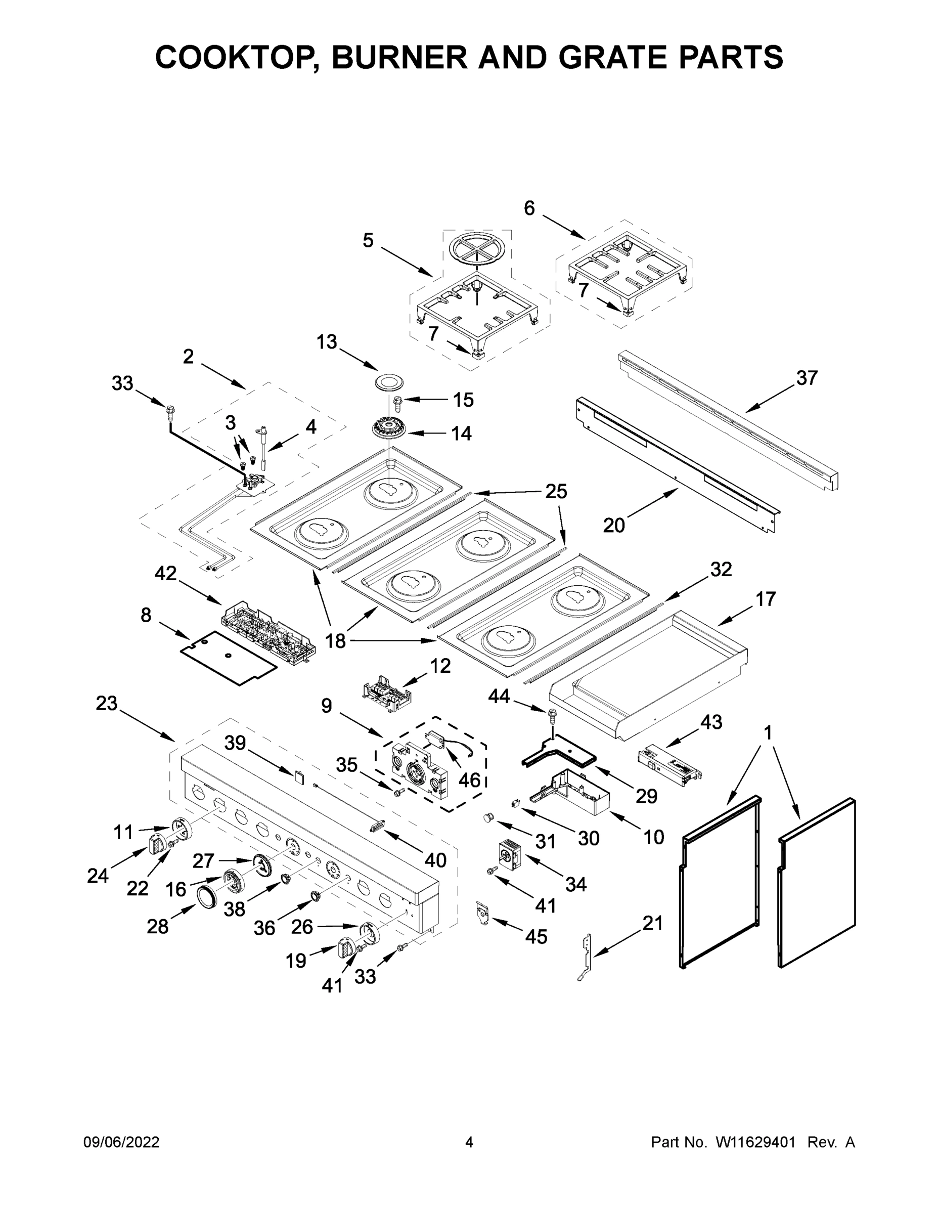 03 - COOKTOP, BURNER AND GRATE PARTS