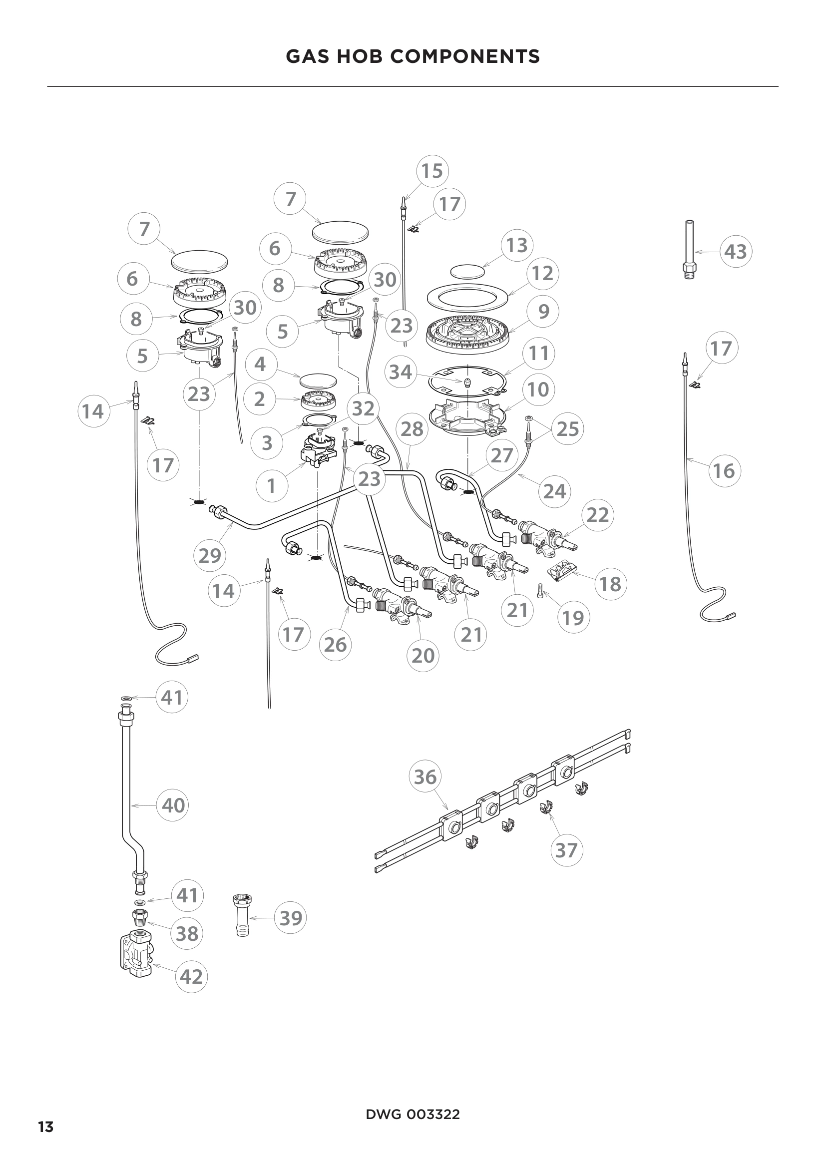 GAS HOB COMPONENTS