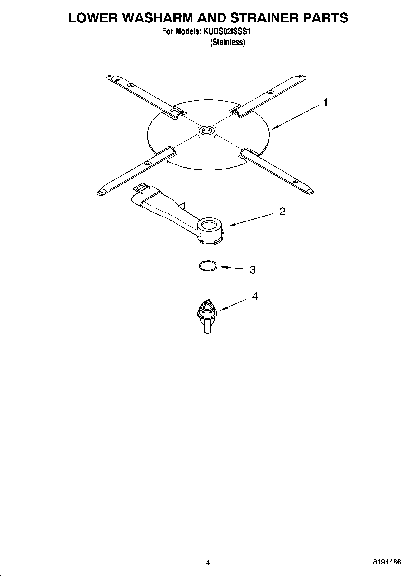 04 - LOWER WASHARM AND STRAINER PARTS