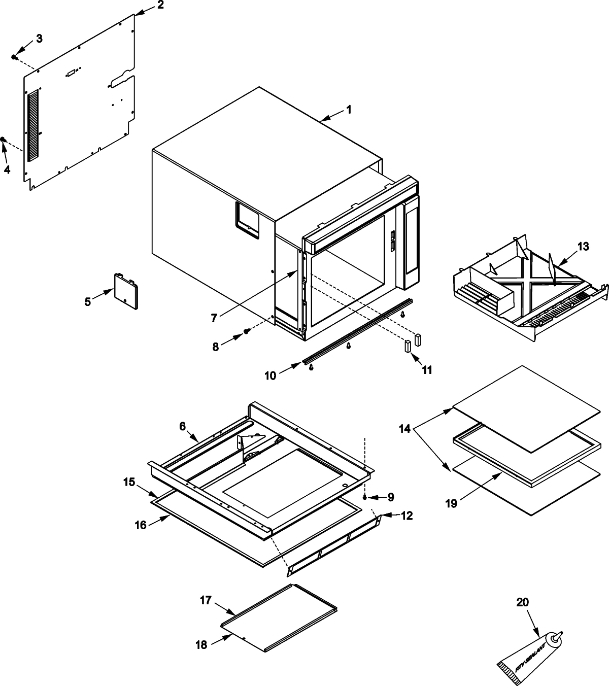 TRAY, GREASE SHIELD, CABINET,