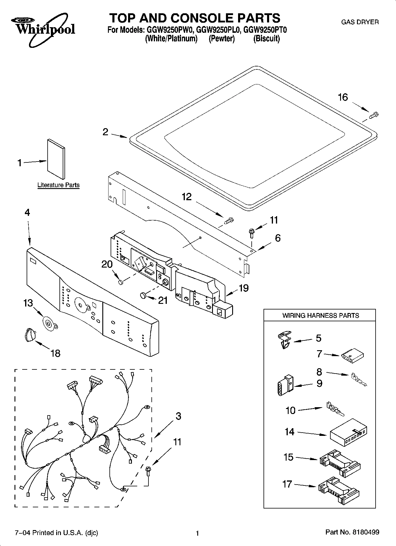 01 - TOP AND CONSOLE PARTS