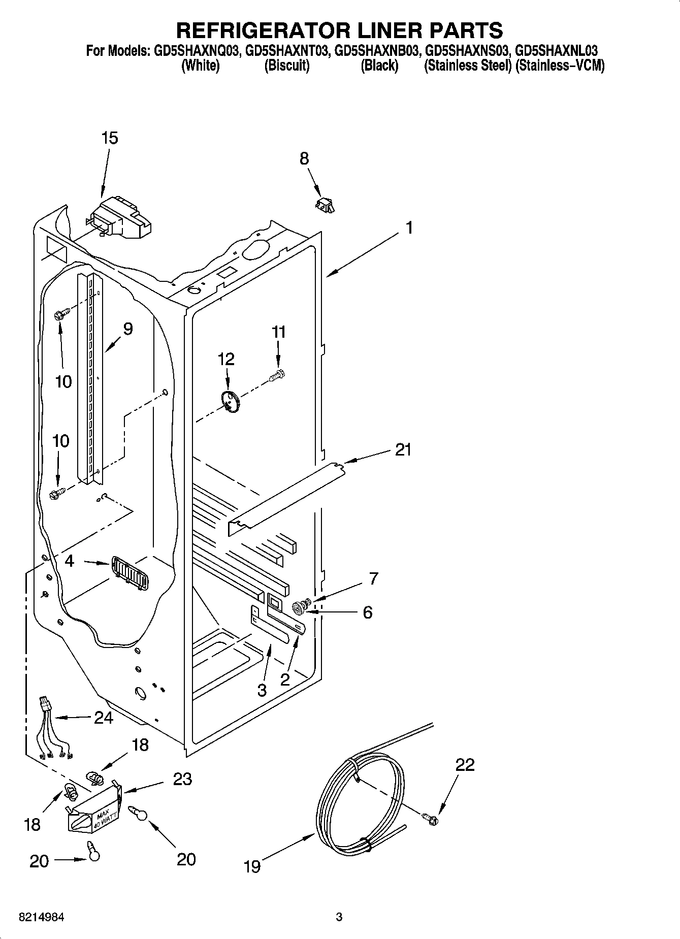 02 - REFRIGERATOR LINER PARTS