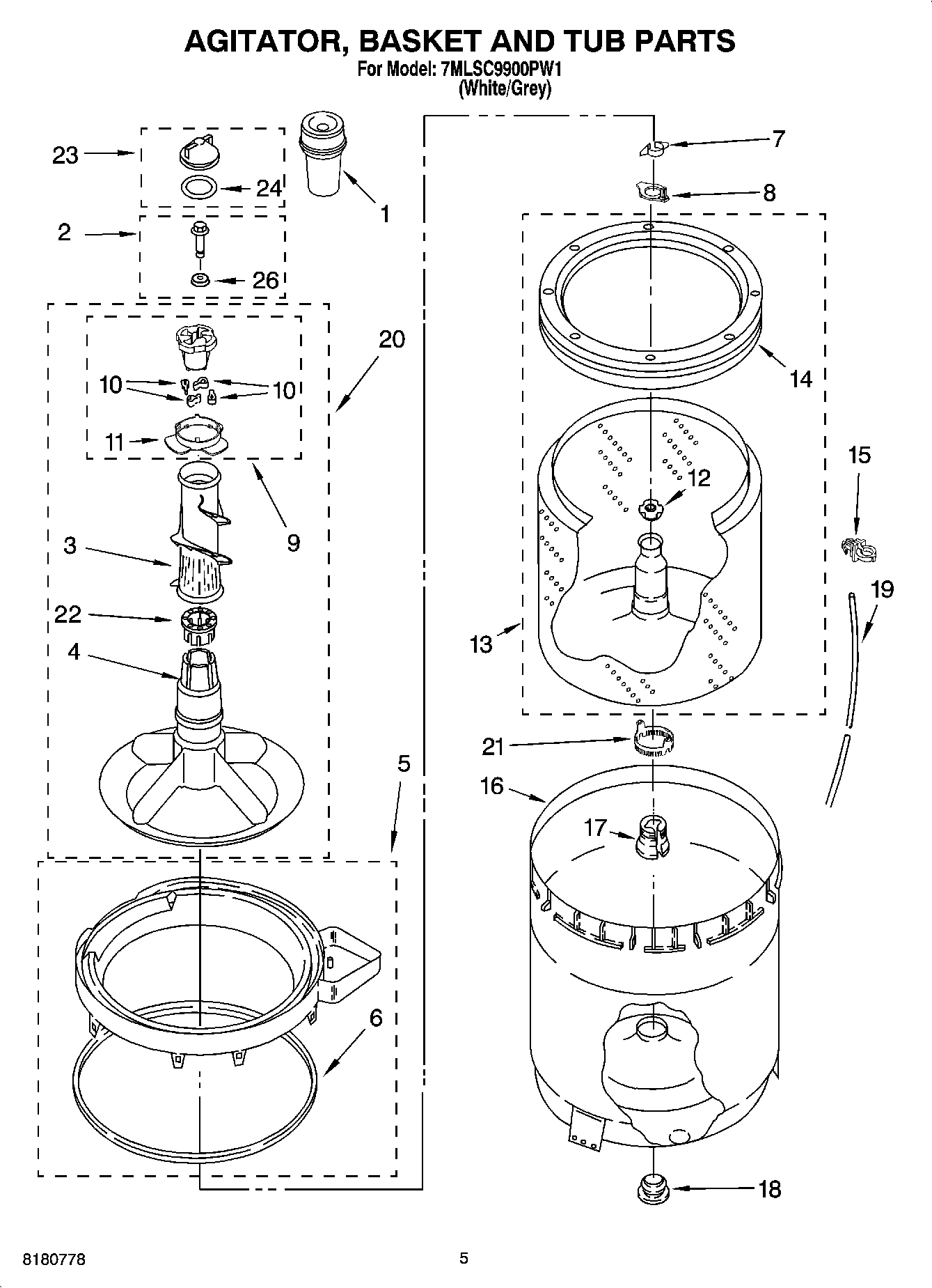 03 - AGITATOR, BASKET AND TUB PARTS