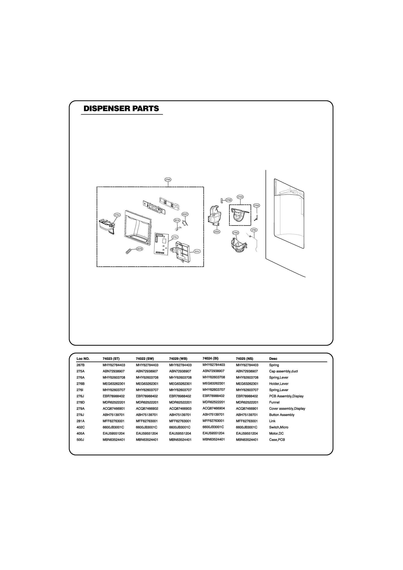 DISPENSER PARTS