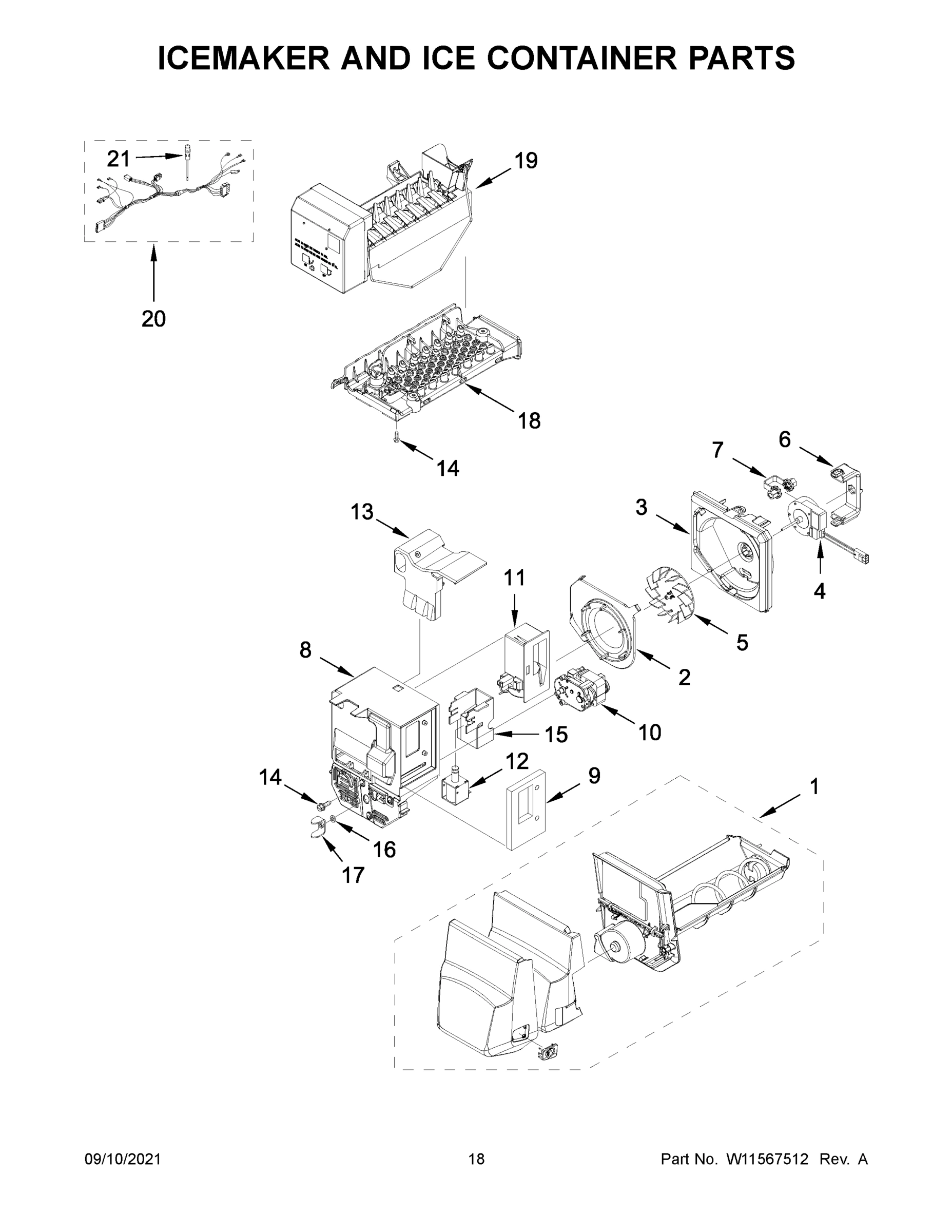 10 - ICEMAKER AND ICE CONTAINER PARTS