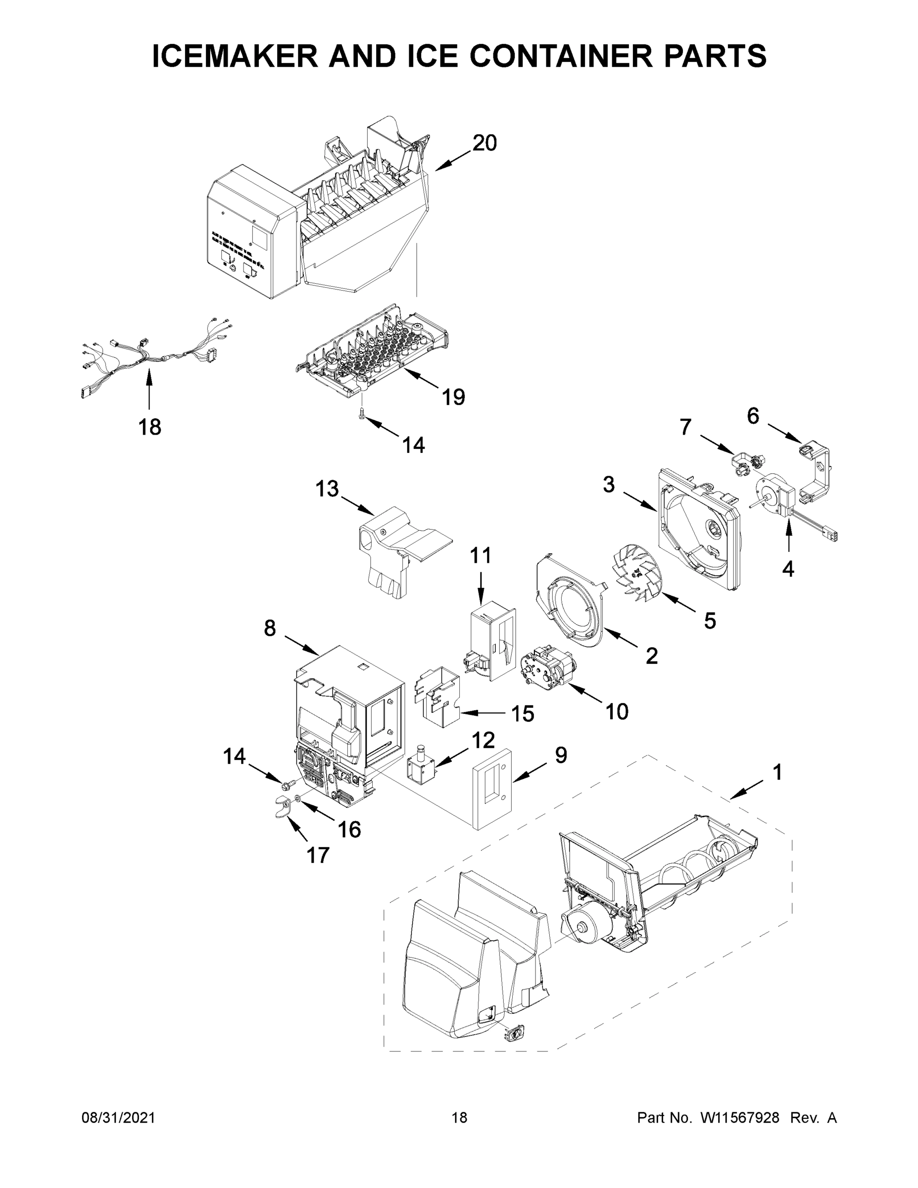 10 - ICEMAKER AND ICE CONTAINER PARTS