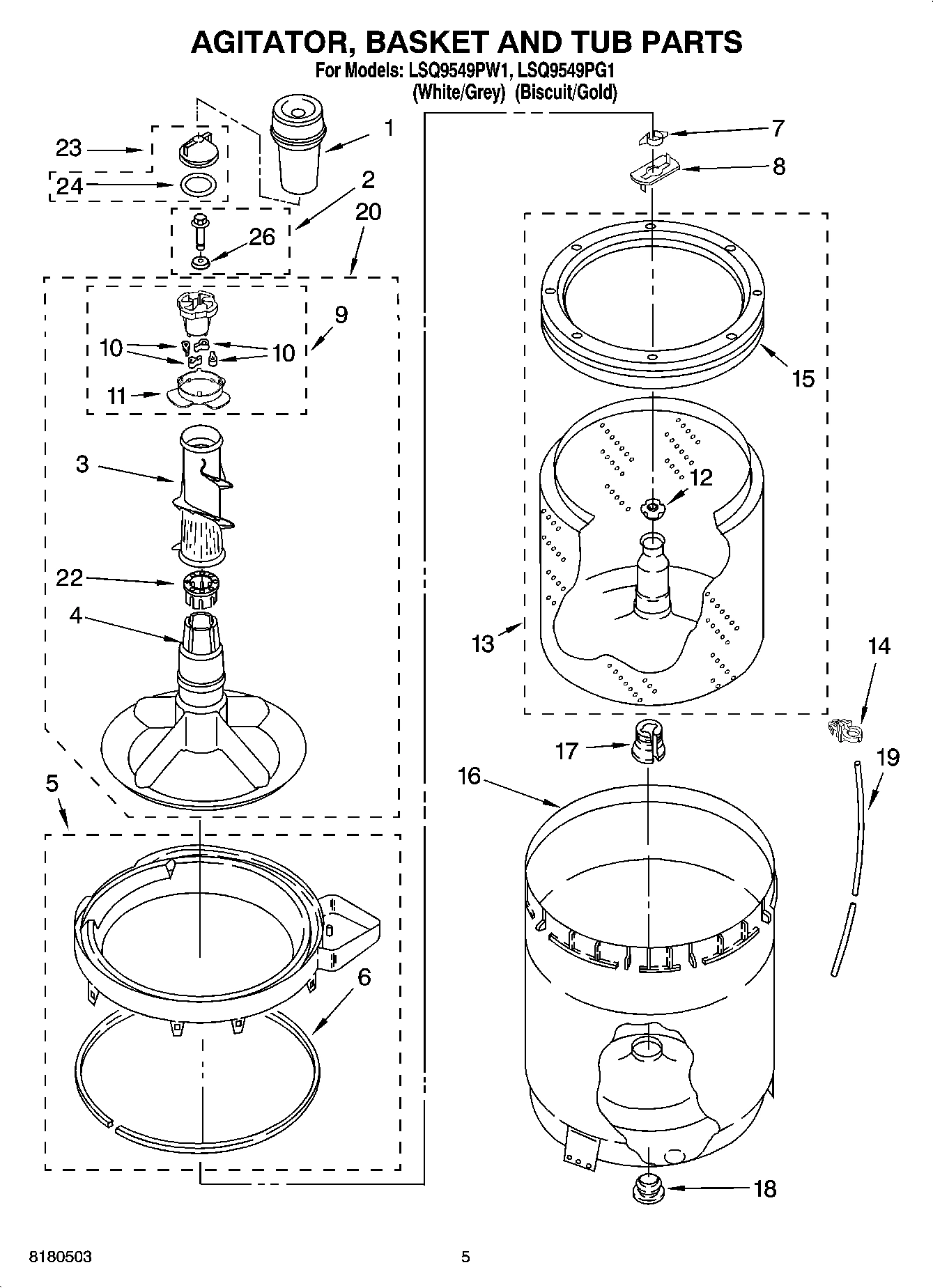03 - AGITATOR, BASKET AND TUB PARTS