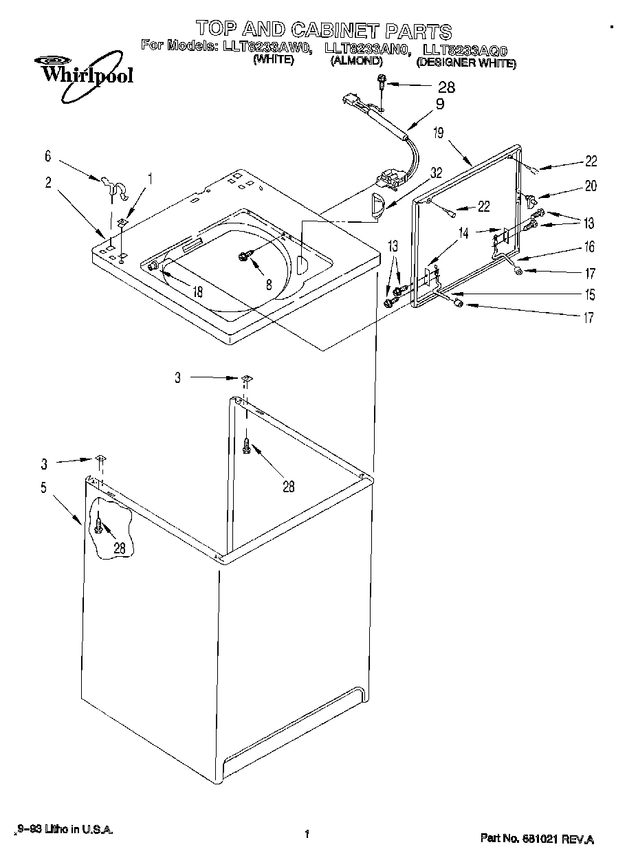 01 - TOP AND CABINET, LIT/OPTIONAL