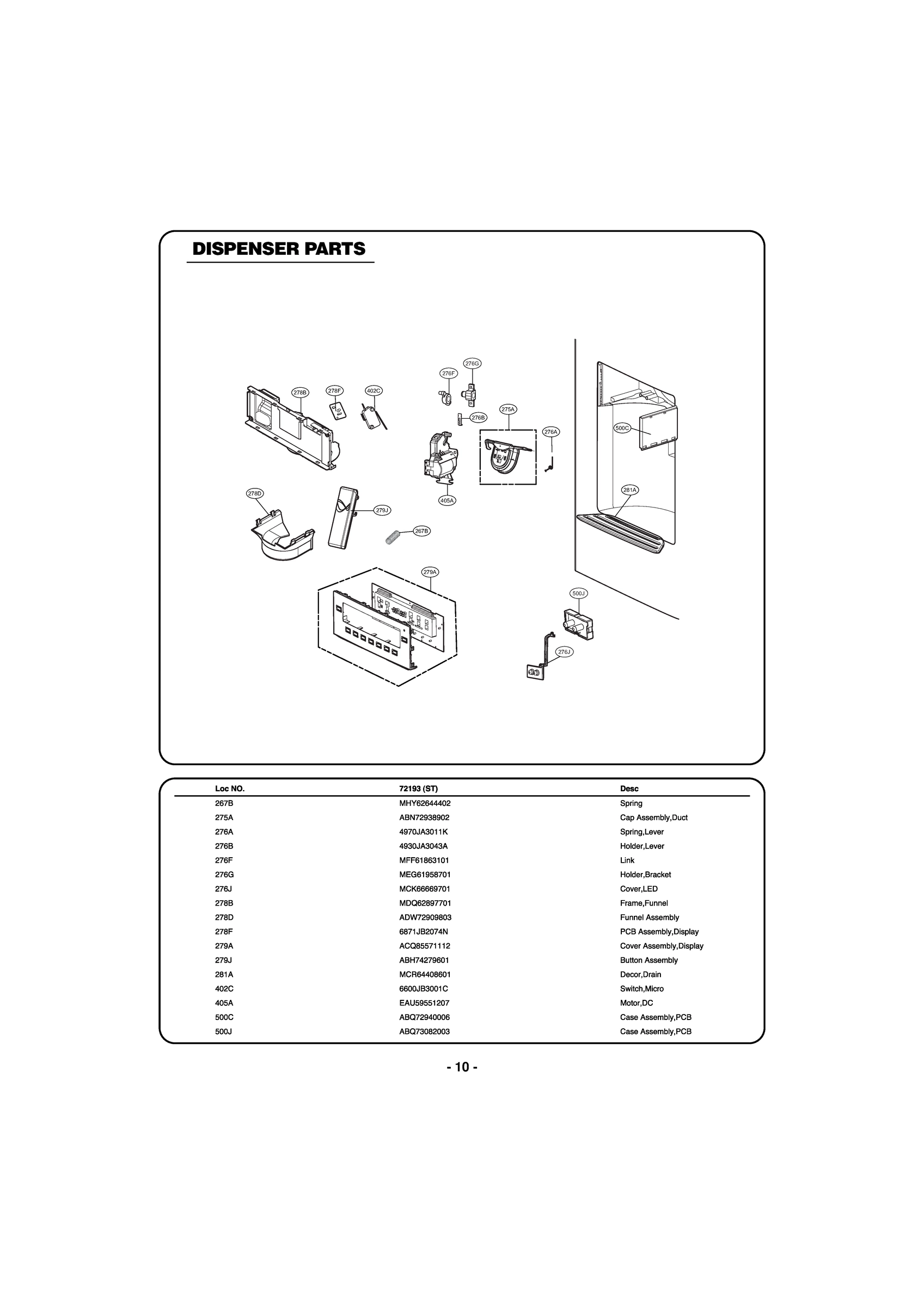 DISPENSER PARTS