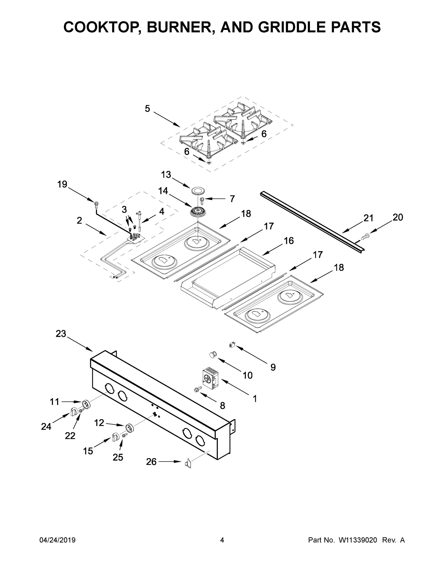 03 - COOKTOP, BURNER, AND GRIDDLE PARTS