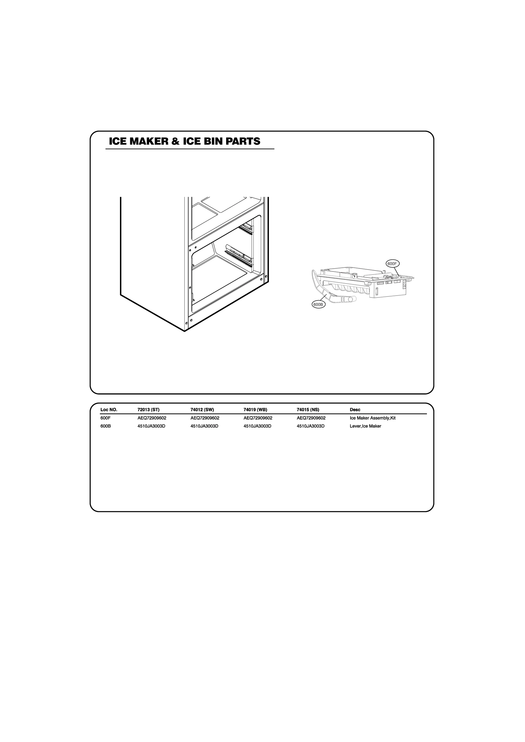 ICE MAKER & ICE BIN PARTS