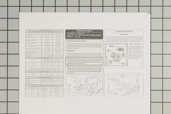 240379015 Frigidaire Refrigerator Service Dat