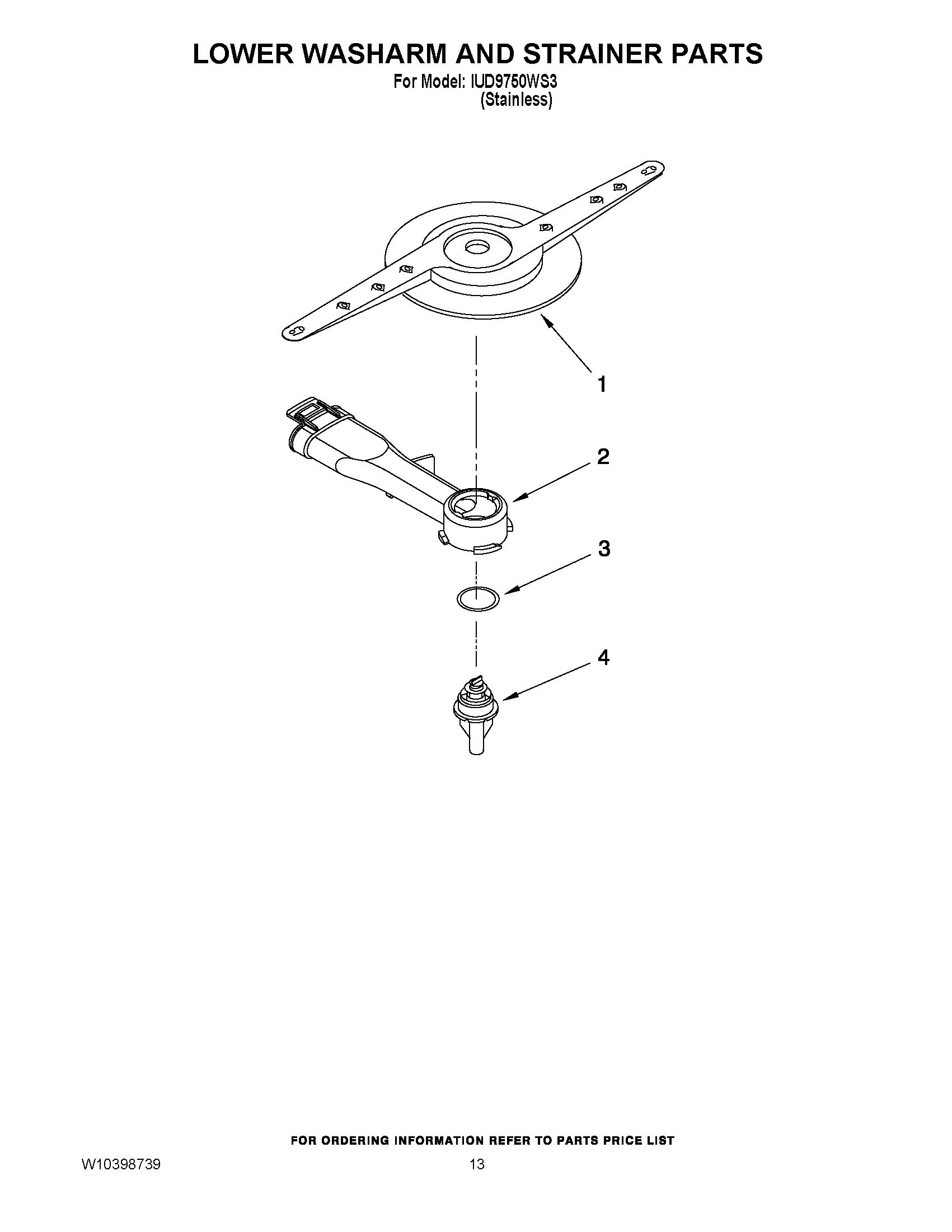 11 - LOWER WASHARM AND STRAINER PARTS