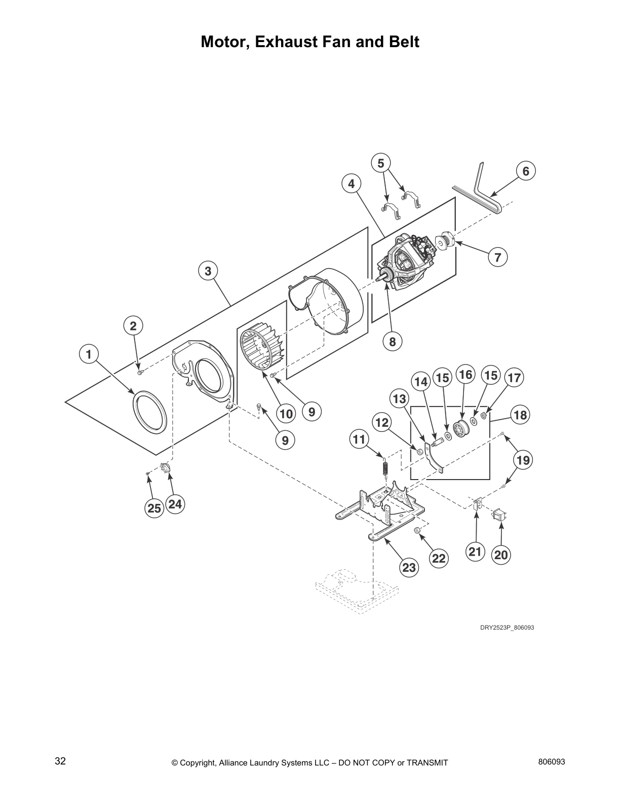 Motor, Exhaust Fan and Belt