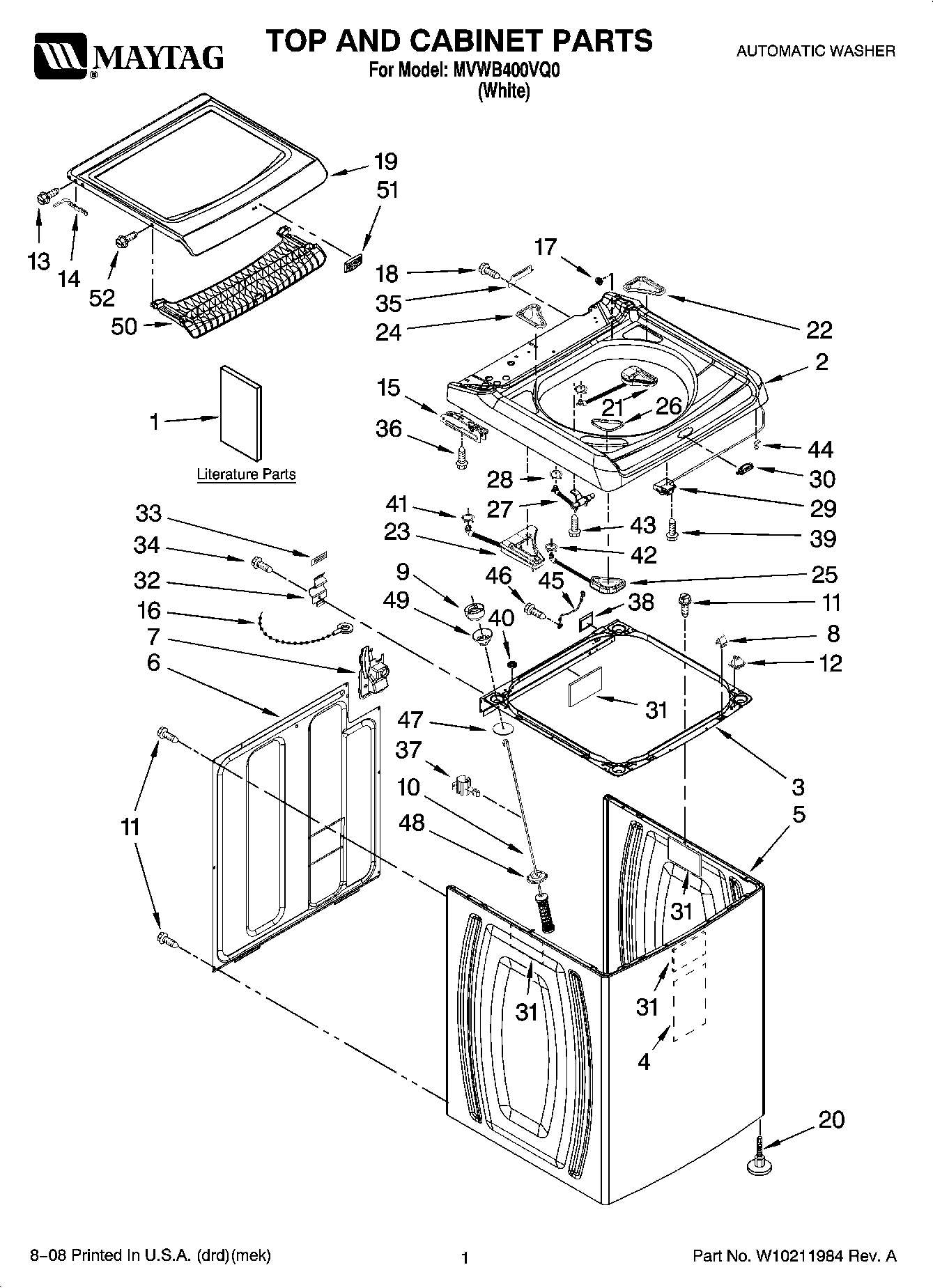 01 - TOP AND CABINET PARTS