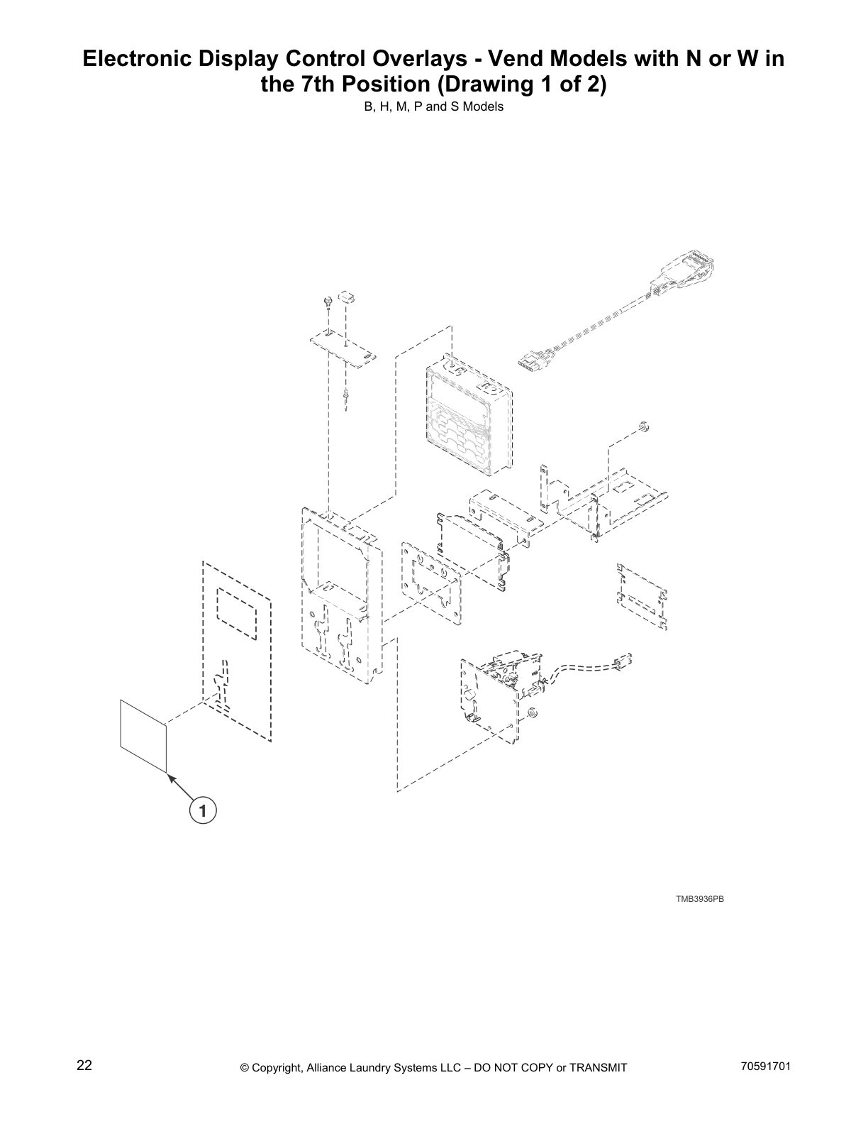 Electronic Display Control Overlays - Vend Models with N or W in
the 7th Position (Drawing 1 of 2)