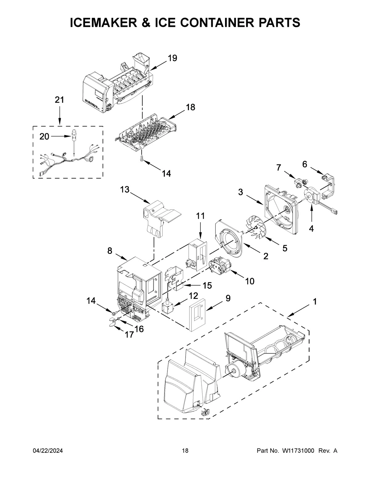 10 - ICEMAKER & ICE CONTAINER PARTS
