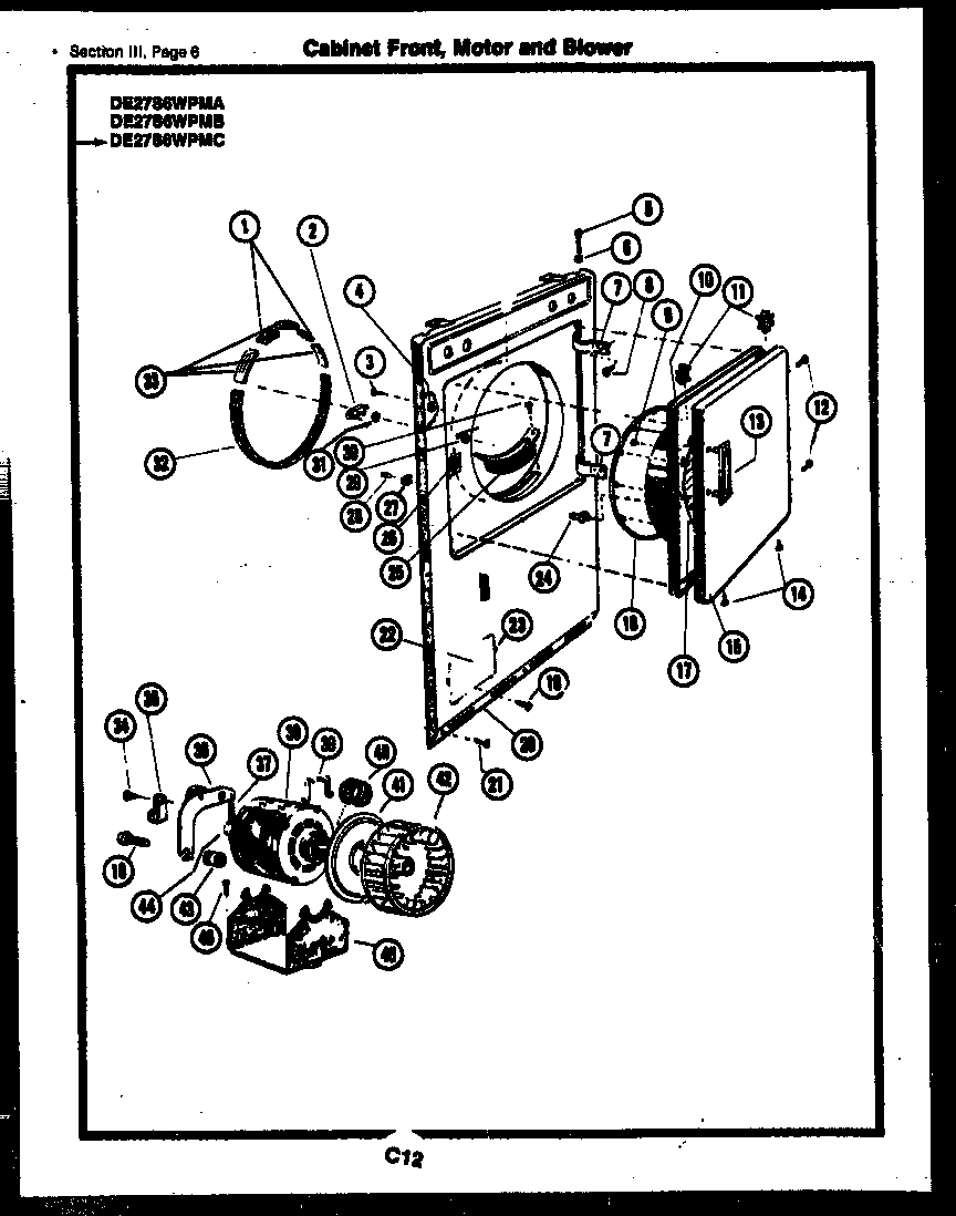 03 - CABINET FRONT, MOTOR AND BLOWER