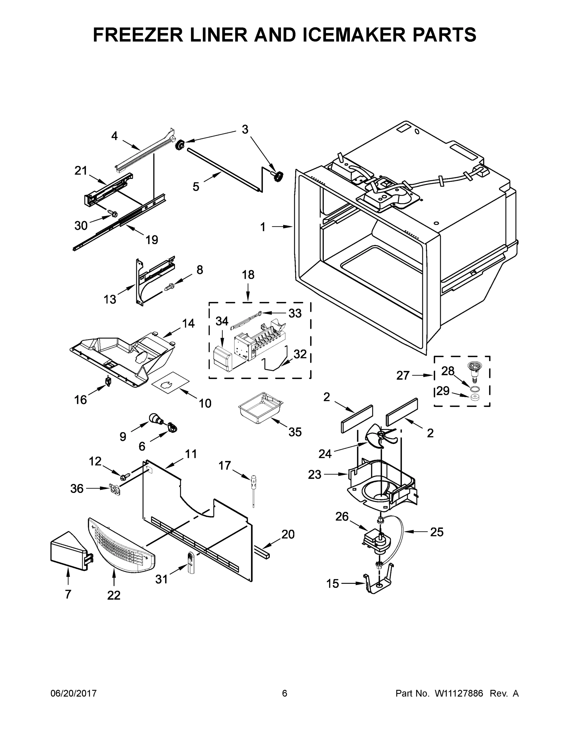 04 - FREEZER LINER AND ICEMAKER PARTS