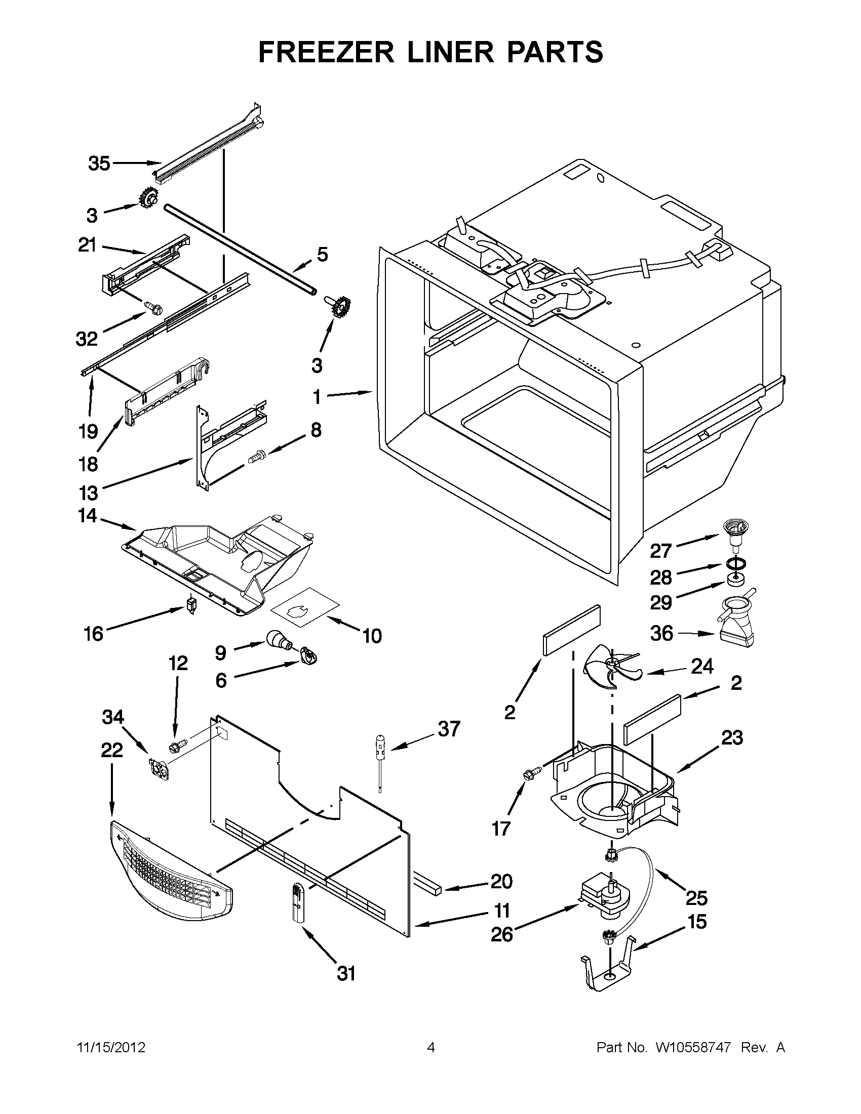 02 - FREEZER LINER PARTS
