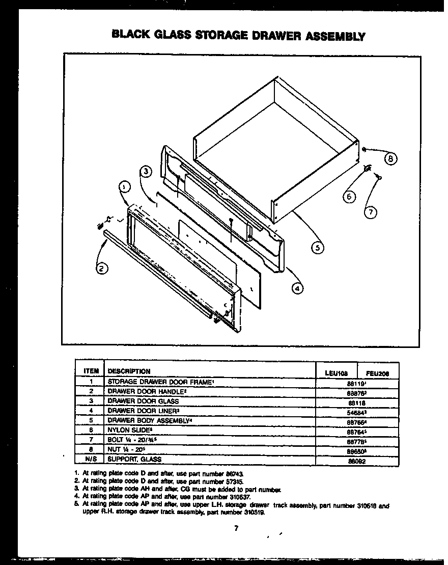 03 - BLACK GLASS STORAGE DRAWER ASSY