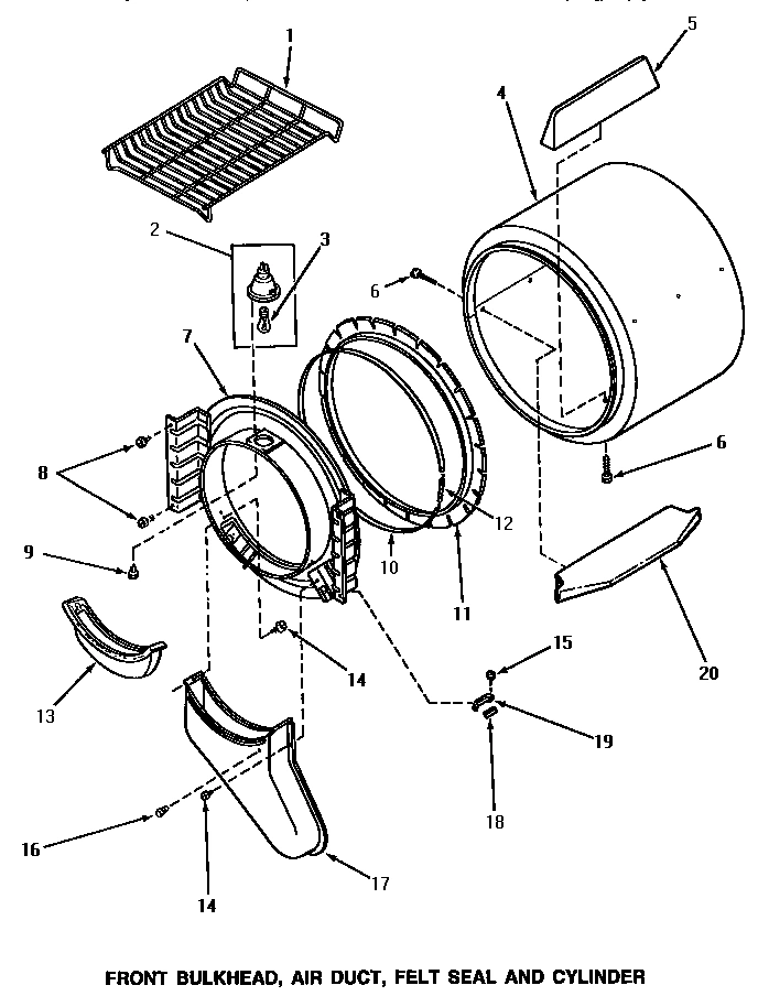 03 - FR BLKHD, AIR DUCT, FELT SEAL & CYLINDER