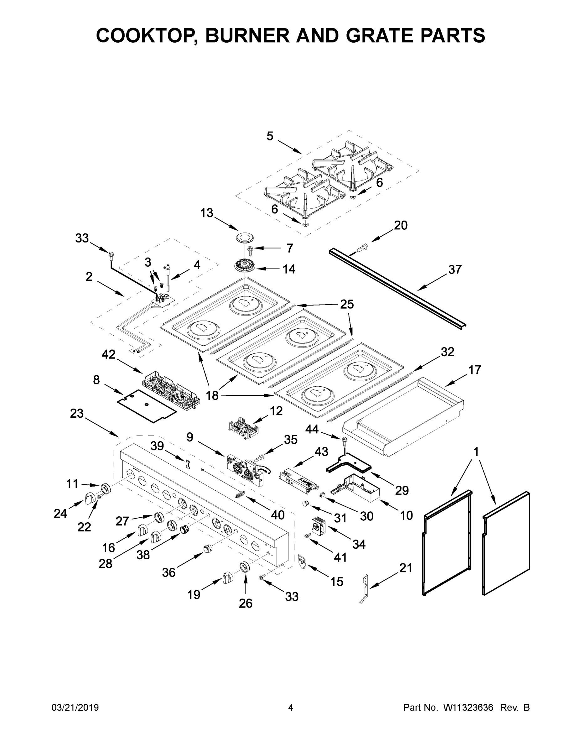 03 - COOKTOP, BURNER AND GRATE PARTS