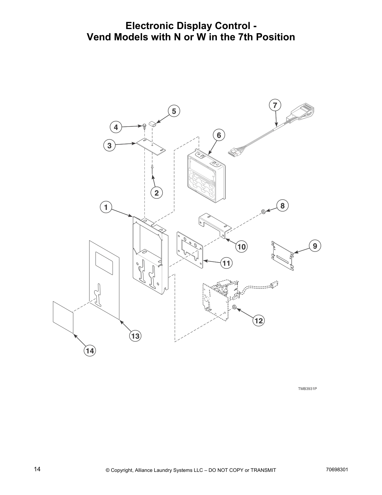 Electronic Display Control -
Vend Models with N or W in the 7th Position