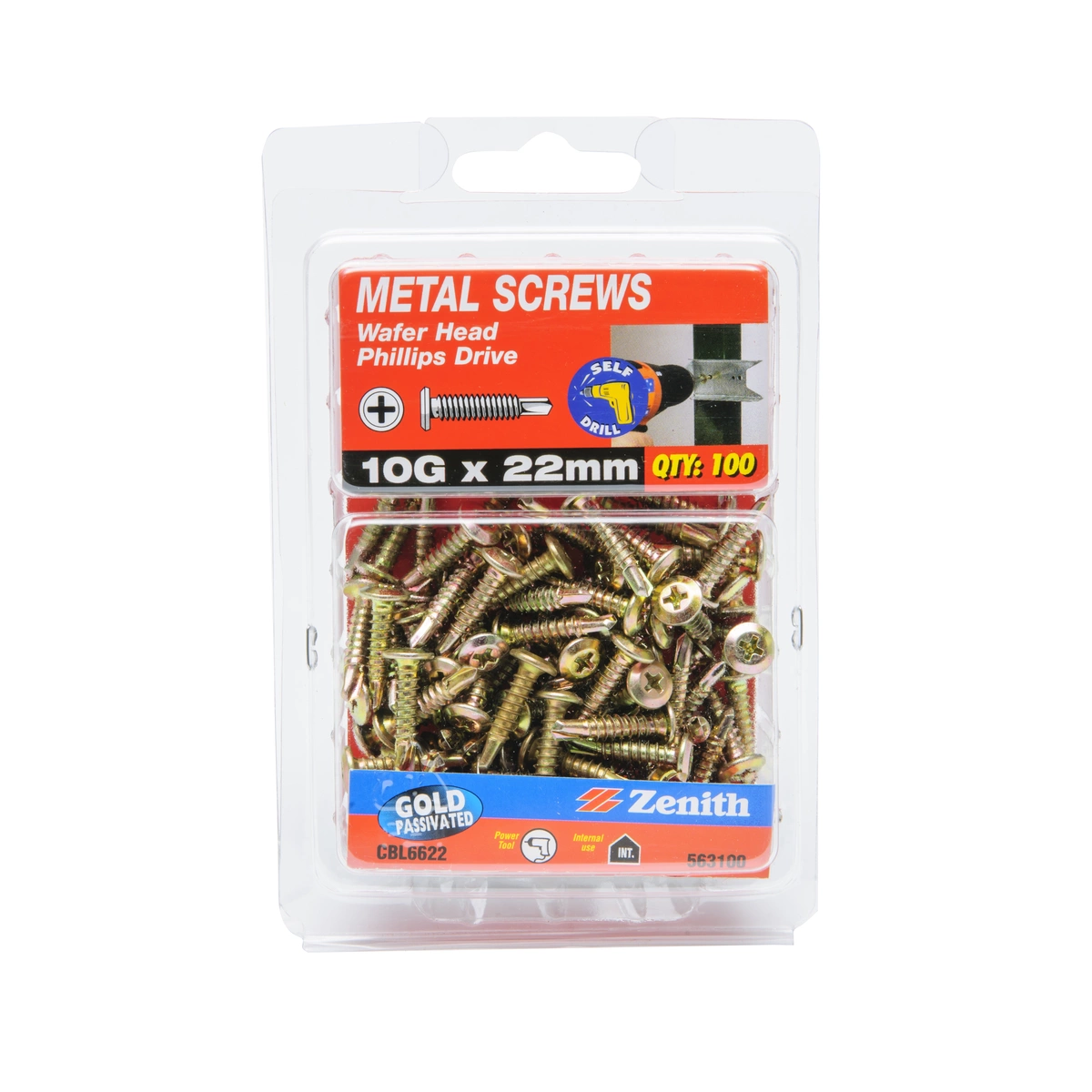 ZENITH® 10G x 22mm Gold Passivated Metal Screws – 100 Pack