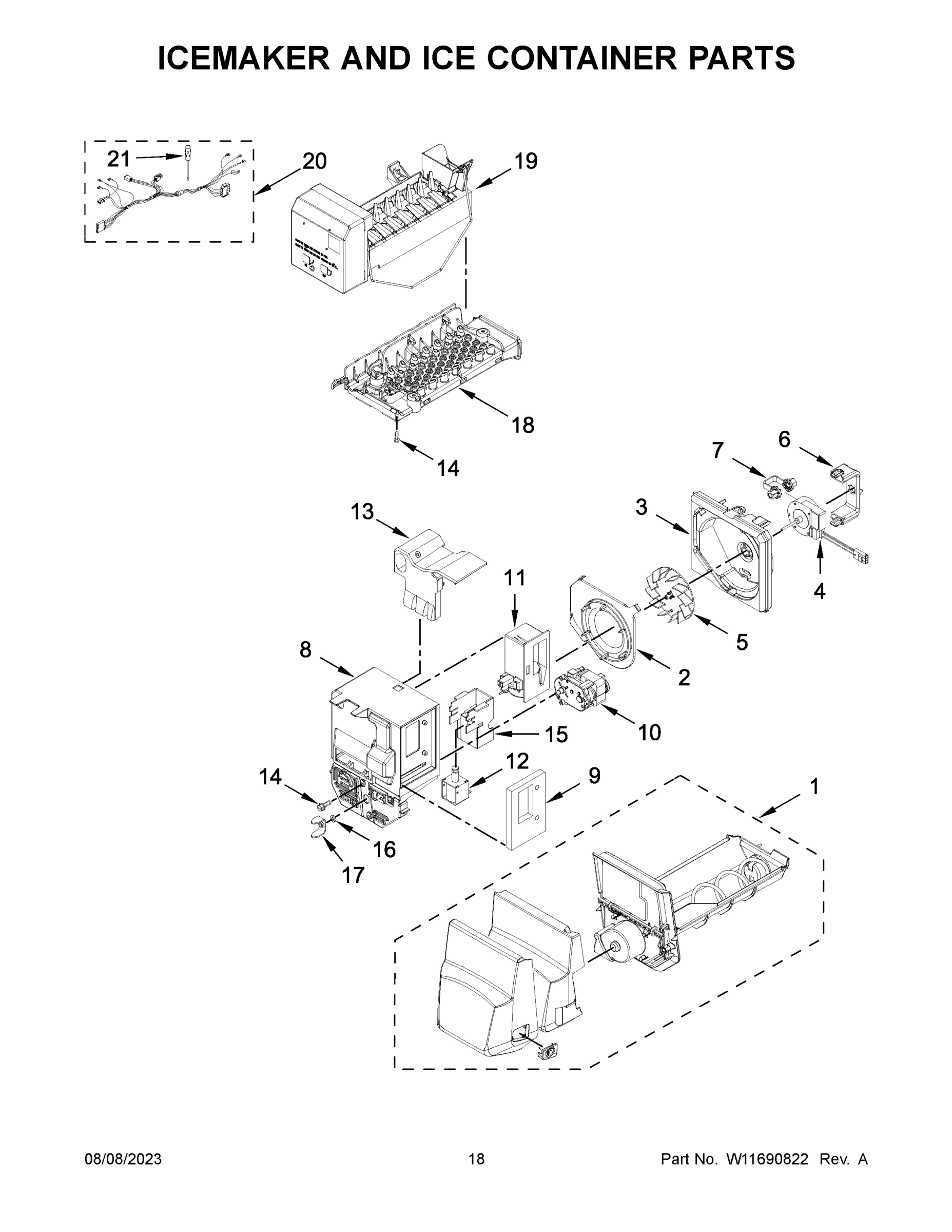10 - ICEMAKER AND ICE CONTAINER PARTS