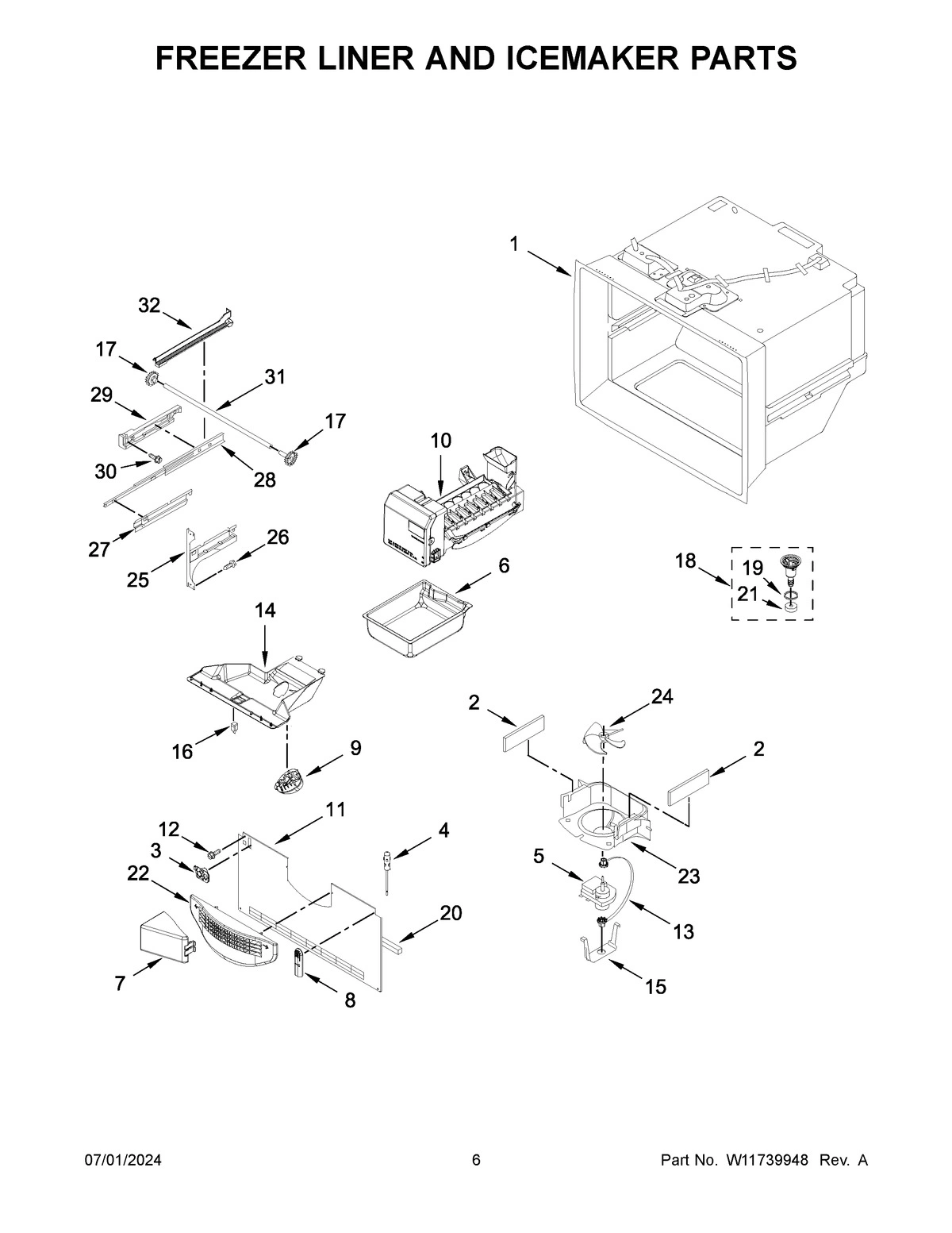 04 - FREEZER LINER AND ICEMAKER PARTS
