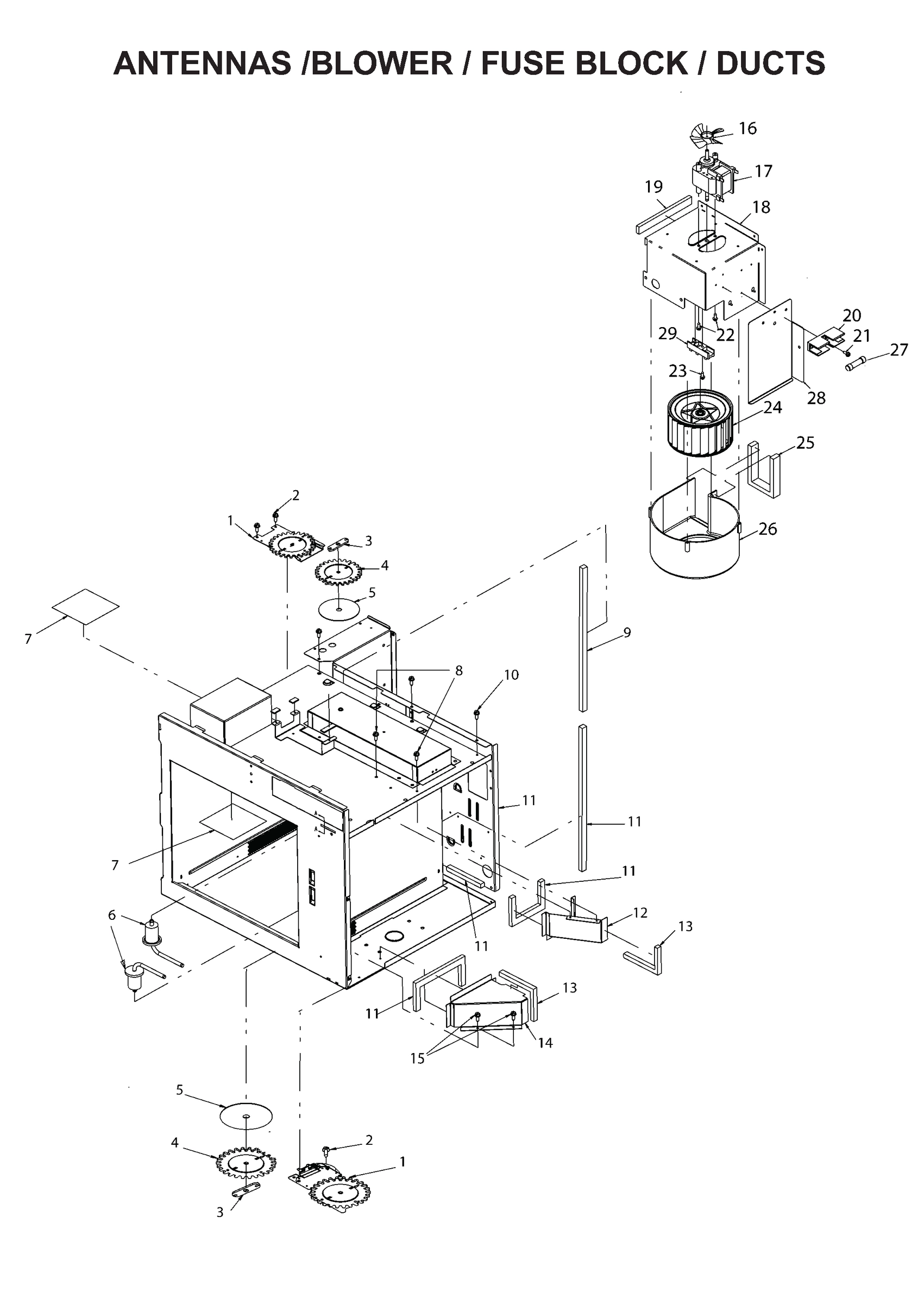 ANTENNAS / BLOWER / FUSE BLOCK / DUCTS