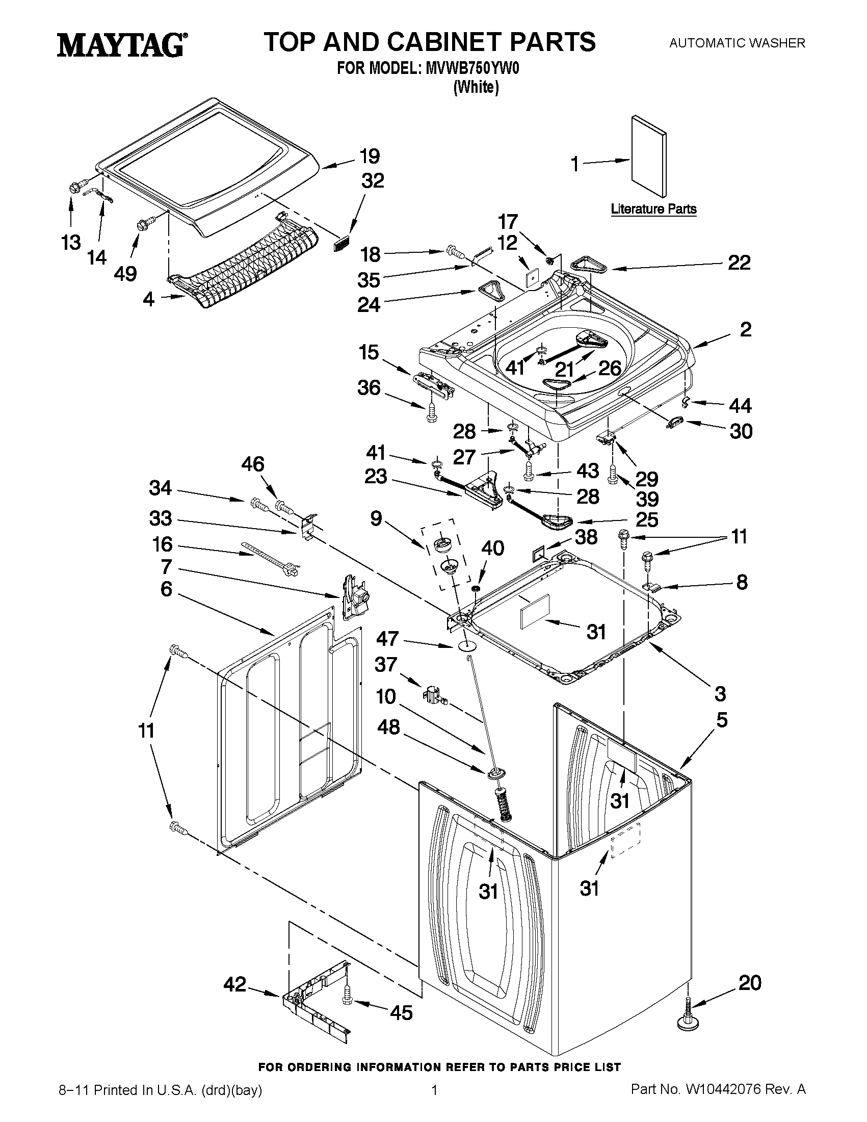 01 - TOP AND CABINET PARTS