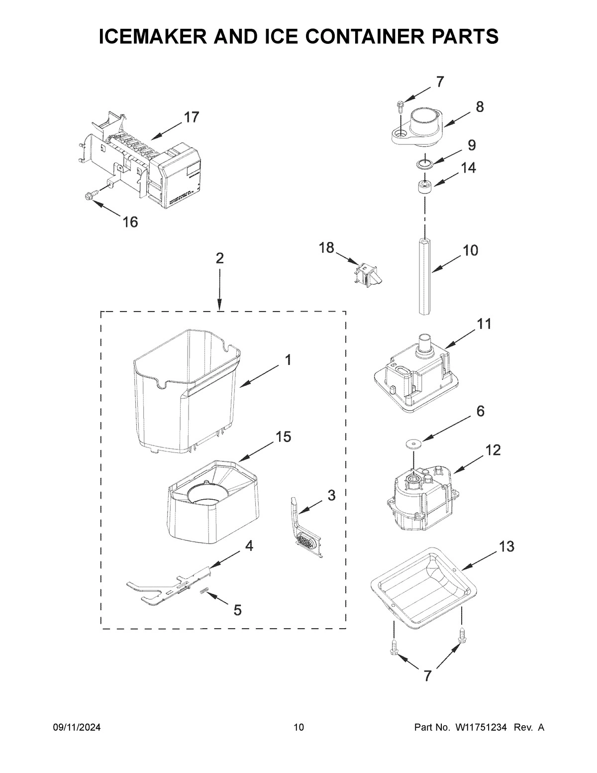 06 - ICEMAKER AND ICE CONTAINER PARTS