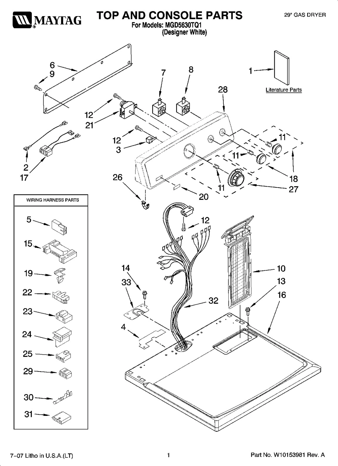 01 - TOP AND CONSOLE PARTS