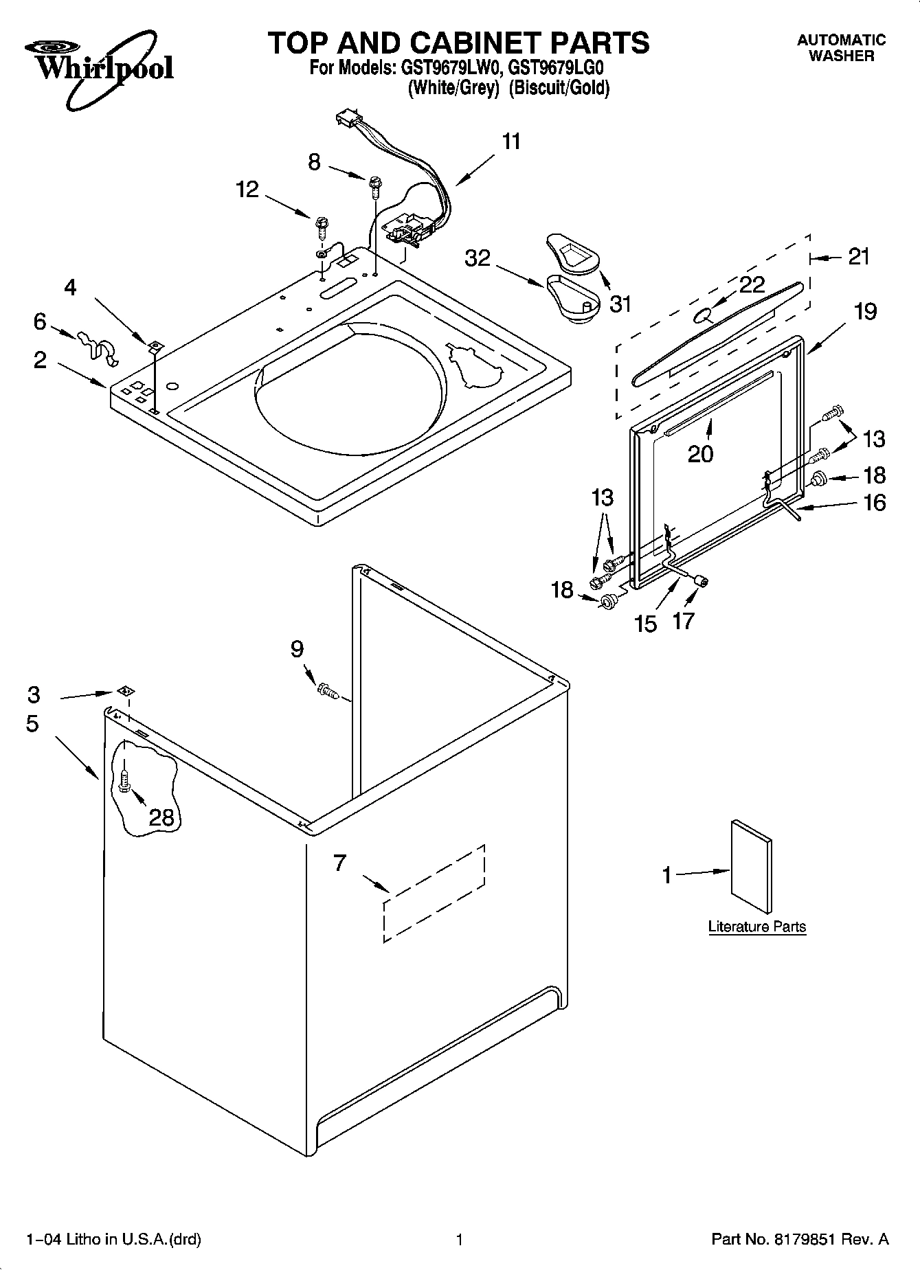 01 - TOP AND CABINET PARTS
