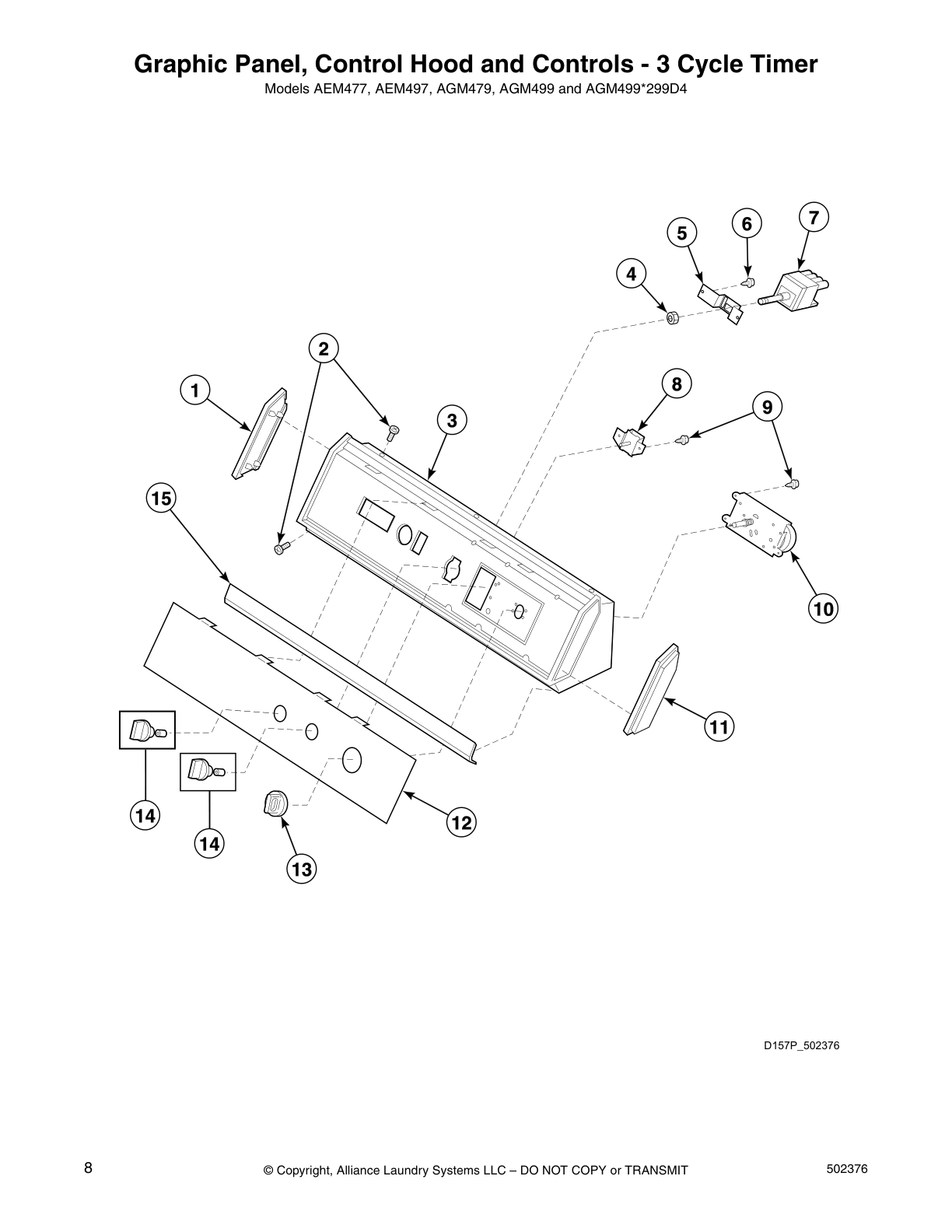 Graphic Panel, Control Hood and Controls - 3 Cycle Timer