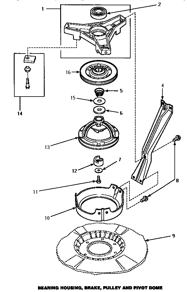 03 - BRG HSG/BRAKE/PULLEY & PIVOT DOME