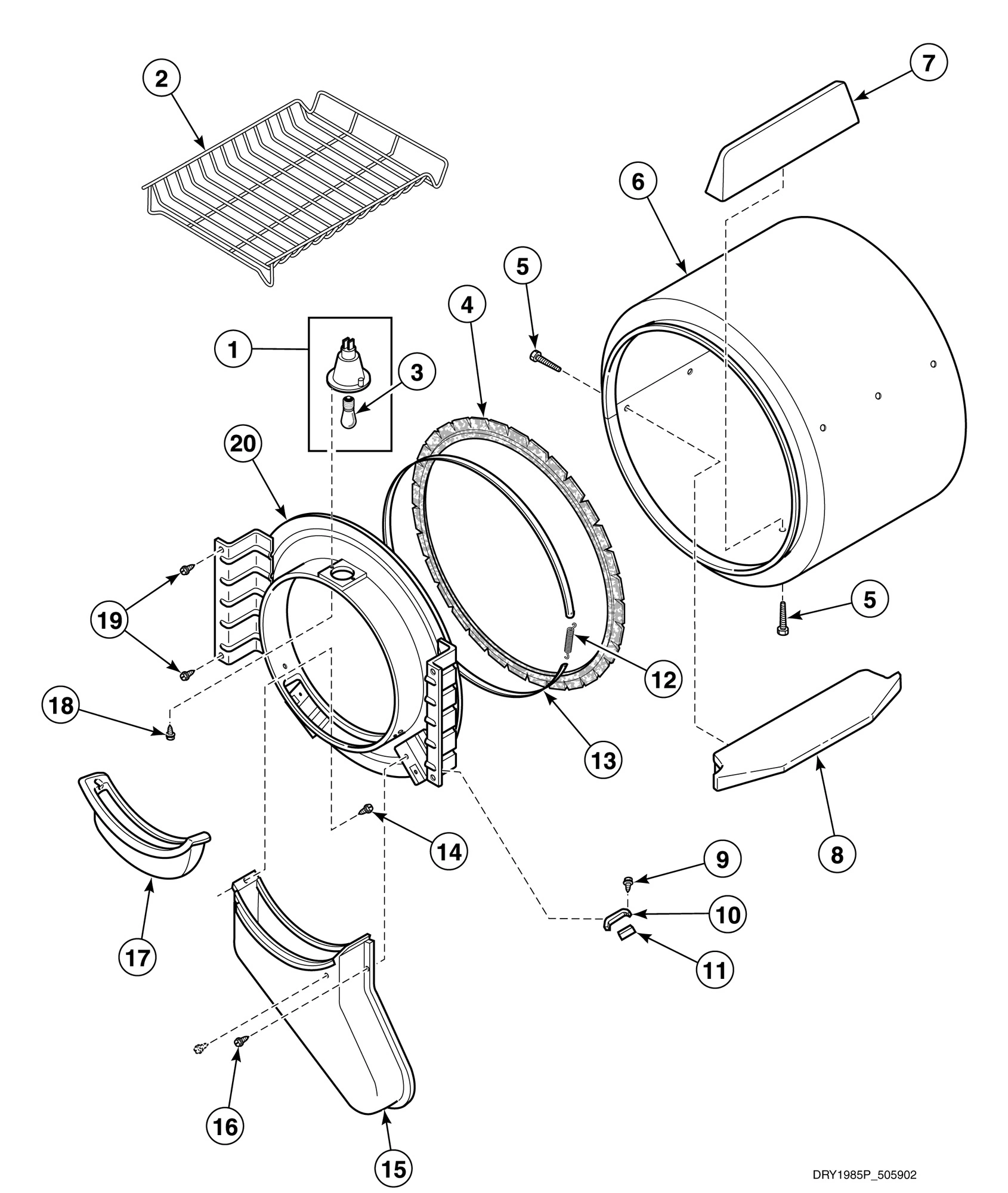 Front Bulkhead, Air Duct, Felt Seal and Cylinder