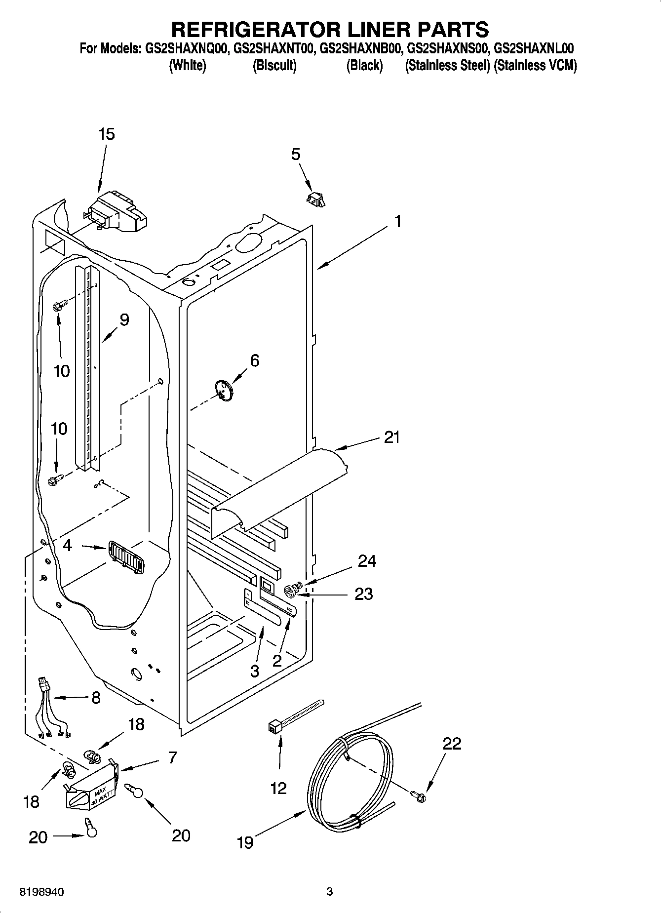 02 - REFRIGERATOR LINER PARTS