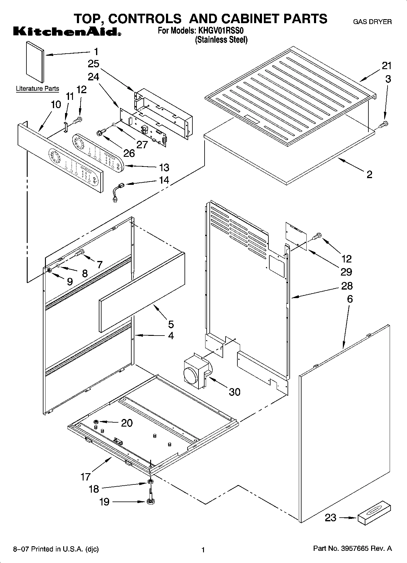 01 - TOP, CONTROLS AND CABINET PARTS