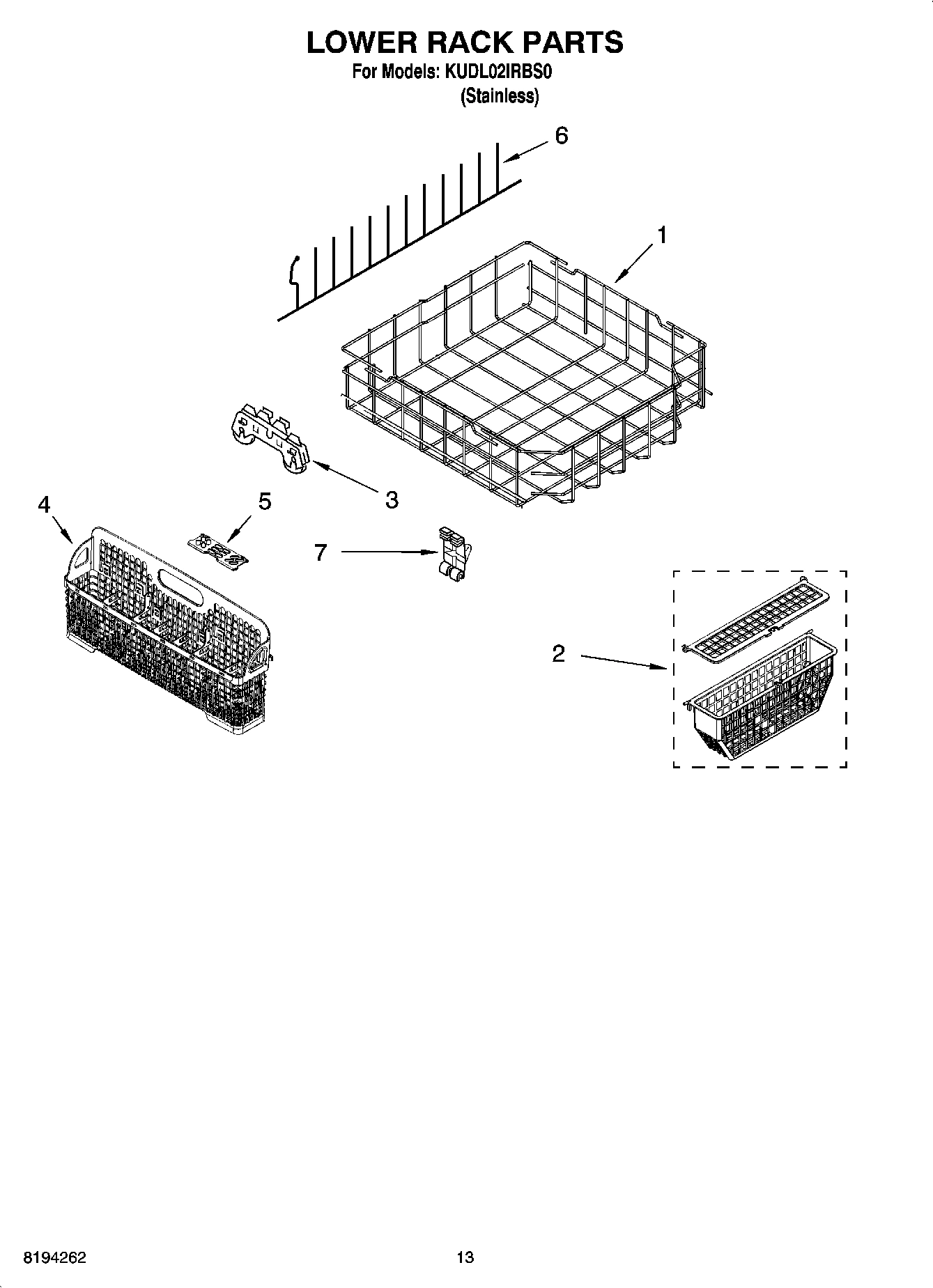 11 - LOWER RACK PARTS, OPTIONAL PARTS (NOT INCLUDED)